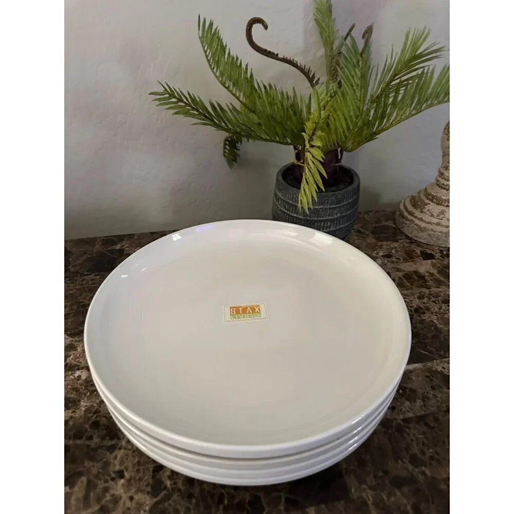 STAX Living Dinner Stoneware 10.5 Bone White Plate set